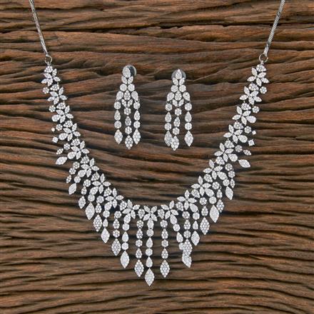 American Diamond Classic Necklace With Black 2 Tone Rhdoium Plating