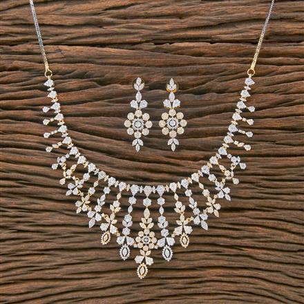 American Diamond Classic Necklace With 2 Tone Rhodium Plating