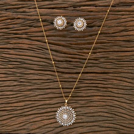 American Diamond Classic Pendant Set With 2 Tone Rhodium Plating