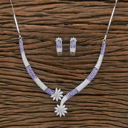 Cubic Zirconia Classic Necklace With Rhodium Plating