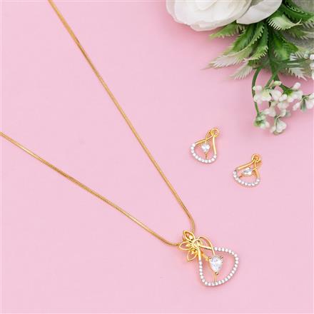 Cubic Zirconia Classic Pendant Set With 2 Tone Plating