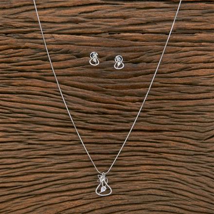 Cubic Zirconia Classic Pendant Set With Rhodium Plating