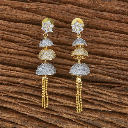 Cubic Zirconia Classic Jhumki With 2 Tone Plating