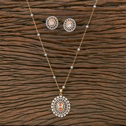 American Diamond Classic Pendant Set With 2 Tone Plating