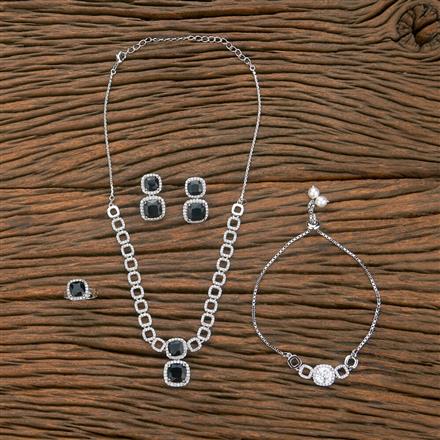 Cubic Zirconia Combo Necklace Set With Rhodium Plating