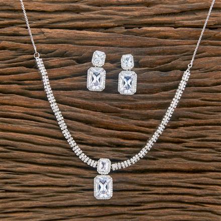 Cubic Zirconia Classic Necklace With Rhodium Plating