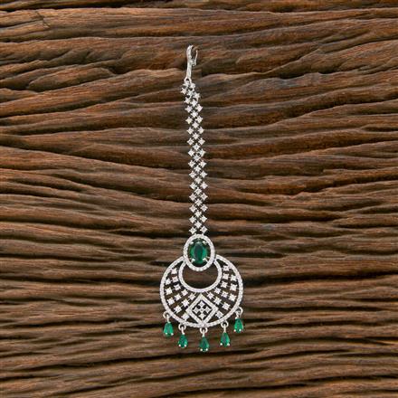 Cubic Zirconia Classic Tikka With Rhodium Plating