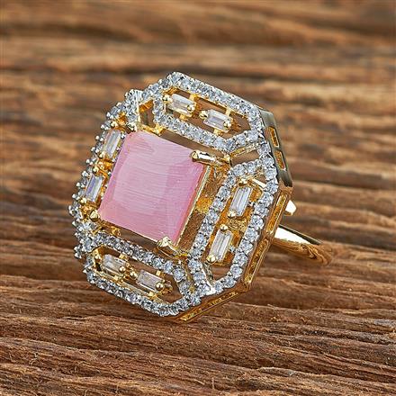 Cubic Zirconia Adjustable Ring With 2 Tone Plating