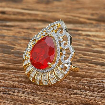 Cubic Zirconia Adjustable Ring With 2 Tone Plating