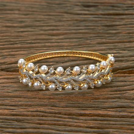 American Diamond Classic Kada With 2 Tone Rhodium Plating