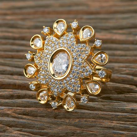 American Diamond Adjustable Ring With 2 Tone Plating