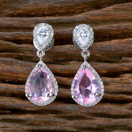 American Diamond Delicate Earring With Rhodium Plating