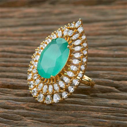 American Diamond Adjustable Ring With Gold Plating