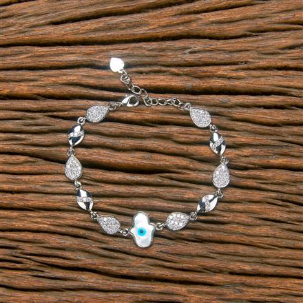 Cz Evil Eye Bracelet With Rhodium Plating