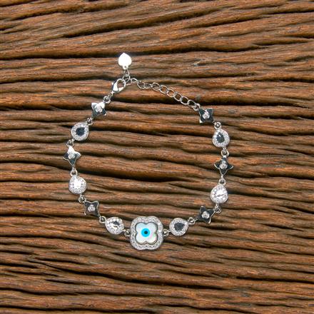 Cz Evil Eye Bracelet With Rhodium Plating