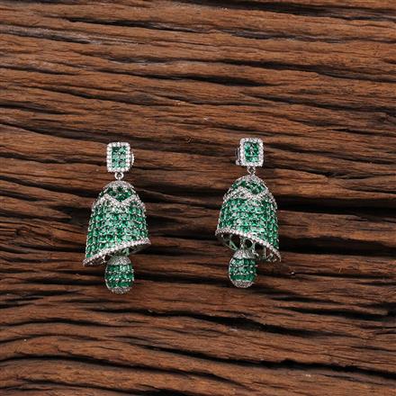 American Diamond Classic Jhumki With Rhodium Plating