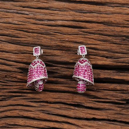 American Diamond Classic Jhumki With Rhodium Plating