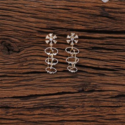 American Diamond Classic Earring With 2 Tone Rhodium Plating