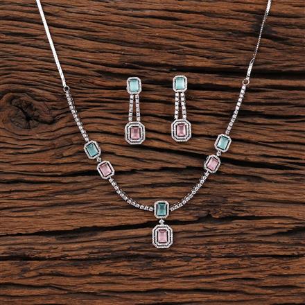 American Diamond Classic Necklace With Rhodium Plating