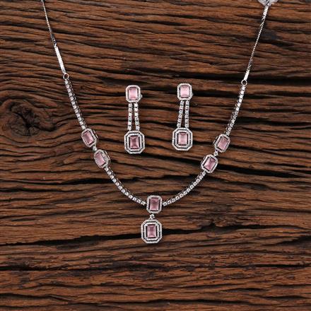 American Diamond Classic Necklace With Rhodium Plating