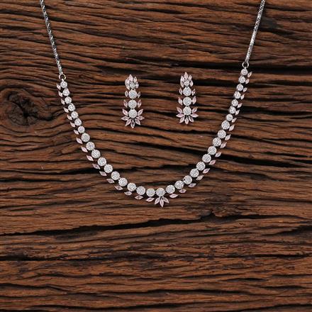 American Diamond Classic Necklace With Rhodium Plating