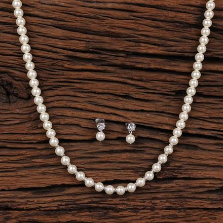 American Diamond Classic Mala Necklace With Rhodium Gold Plating