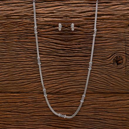 Cubic Zirconia Long Necklace With 2 Tone Rhodium Plating