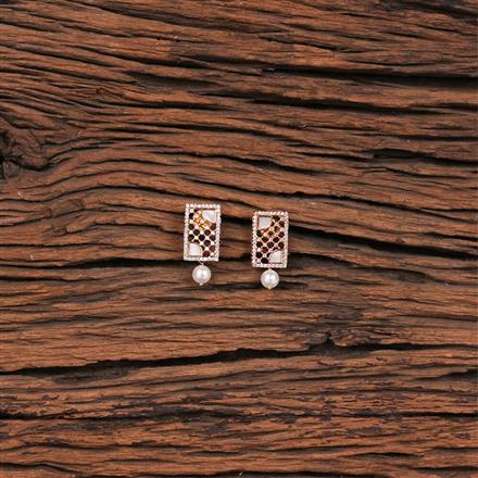 American Diamond Moti Earring With Gold Plating