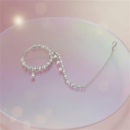 American Diamond Classic Nose Ring With 2 Tone Rhodium Plating