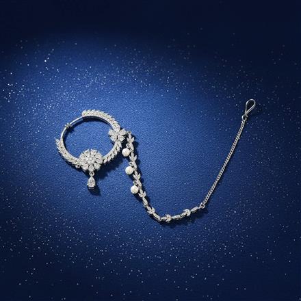 American Diamond Classic Nose Ring With 2 Tone Rhodium Plating