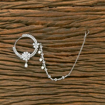 American Diamond Classic Nose Ring With 2 Tone Rhodium Plating