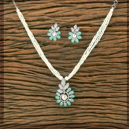 American Diamond Bandhai Necklace With Rhodium Plating