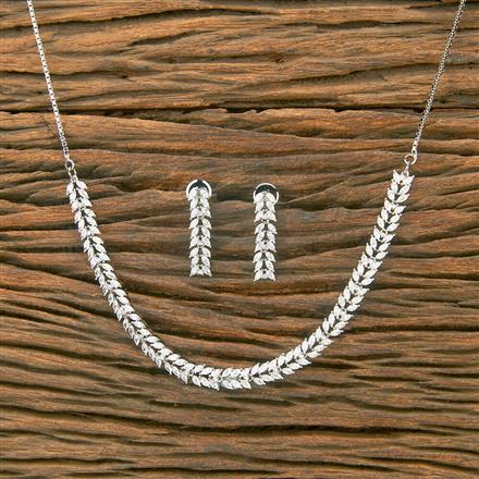 American Diamond Classic Necklace With Rhodium Plating