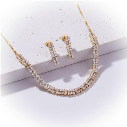 American Diamond Classic Necklace With 2 Tone Plating