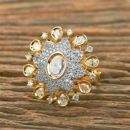 American Diamond Classic Ring With 2 Tone Plating