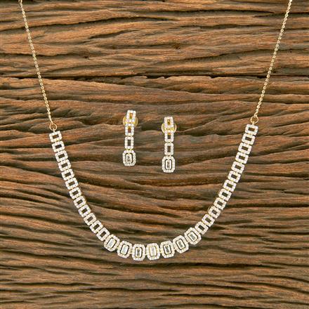 American Diamond Classic Necklace With 2 Tone Rhodium Plating