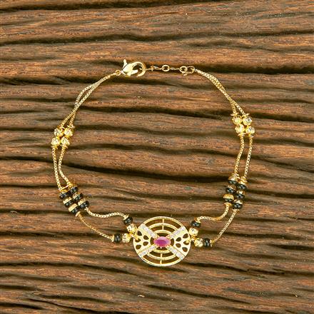 American Diamond Hand Mangalsutra Bracelet With Gold Plating