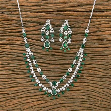 American Diamond Classic Necklace With Rhodium Plating