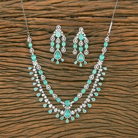 American Diamond Classic Necklace With Rhodium Plating