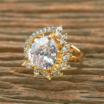 American Diamond Adjustable Ring With 2 Tone Plating