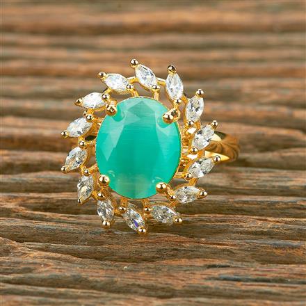 American Diamond Adjustable Ring With Gold Plating