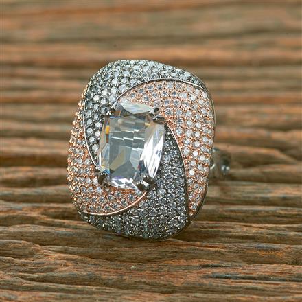 American Diamond Adjustable Ring With Black Plating