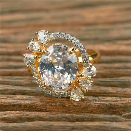 American Diamond Classic Ring With 2 Tone Plating