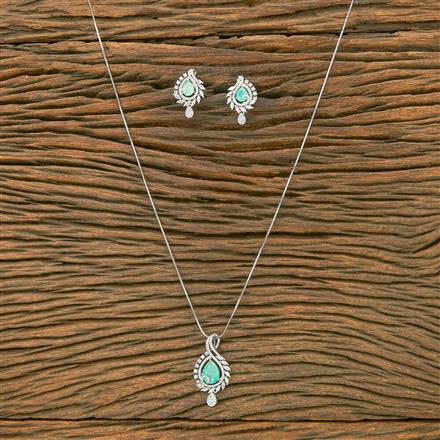 American Diamond Classic Pendant Set With Rhodium Plating