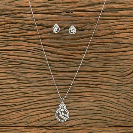 American Diamond Classic Pendant Set With Rhodium Plating