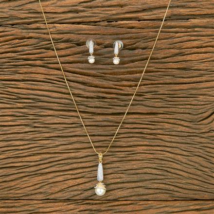 American Diamond Classic Pendant Set With 2 Tone Plating