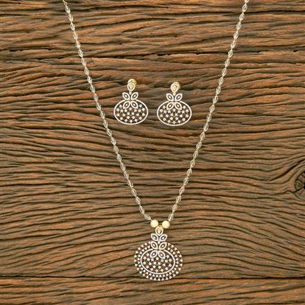 American Diamond Classic Pendant Set With 2 Tone Rhodium Plating
