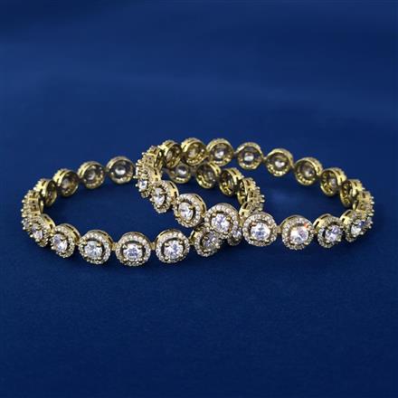 Cubic Zirconia Classic Bangles With 2 Tone Rhodium Plating