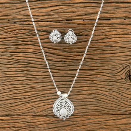 Cubic Zirconia Classic Pendant Set With 2 Tone Rhodium Plating