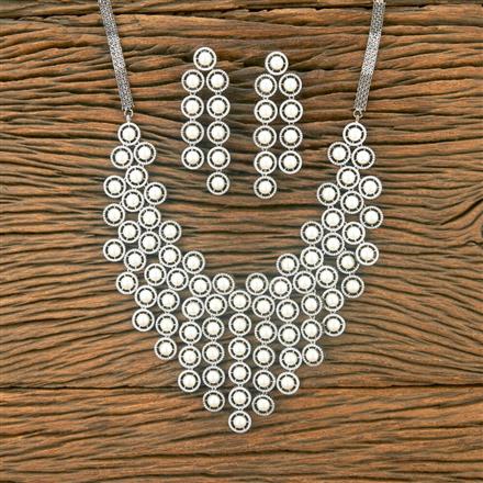 Cubic Zirconia Moti Necklace With Black Rhodium 2 Tone Plating